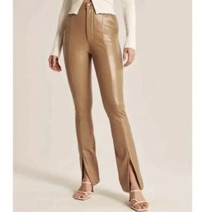 NWOT Abercrombie & fitch Skinny High Rise Leather Pants w Front Slit
